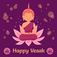 Vettore gratuito iscrizione di vesak felice disegnata a mano