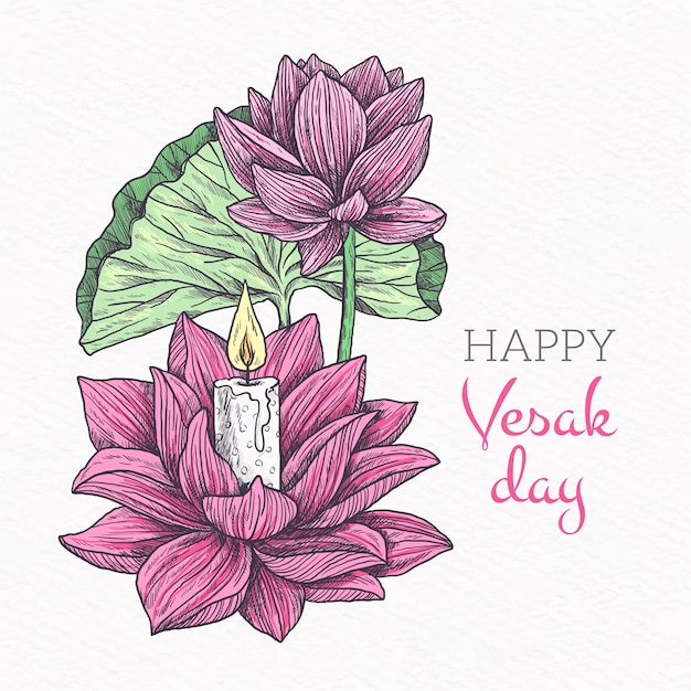 Free vector hand-drawn happy vesak