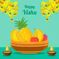 Free vector hand drawn happy vishu illustration