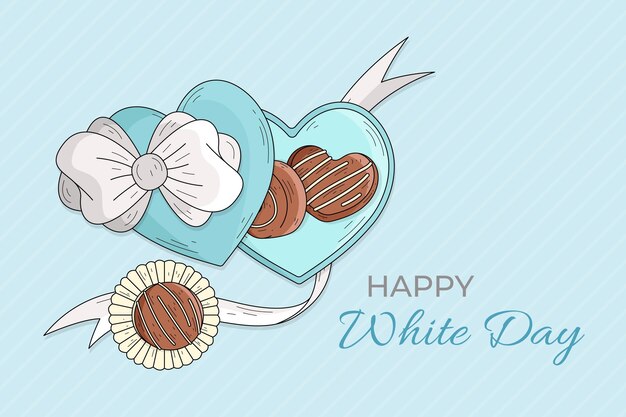 Hand drawn happy white day