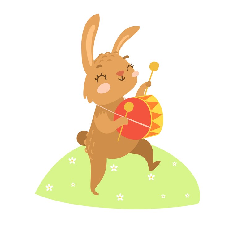 Free Vector hand drawn hare playing the drum
