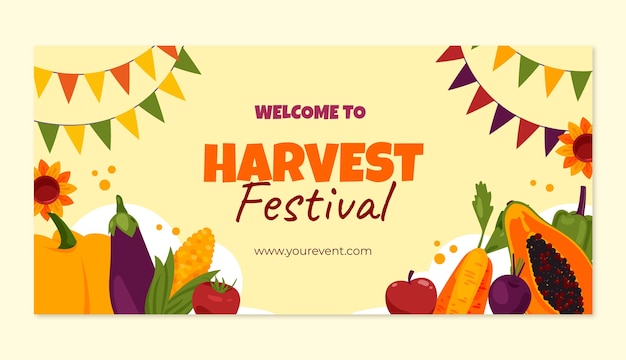 Hand drawn harvest festival horizontal banner template