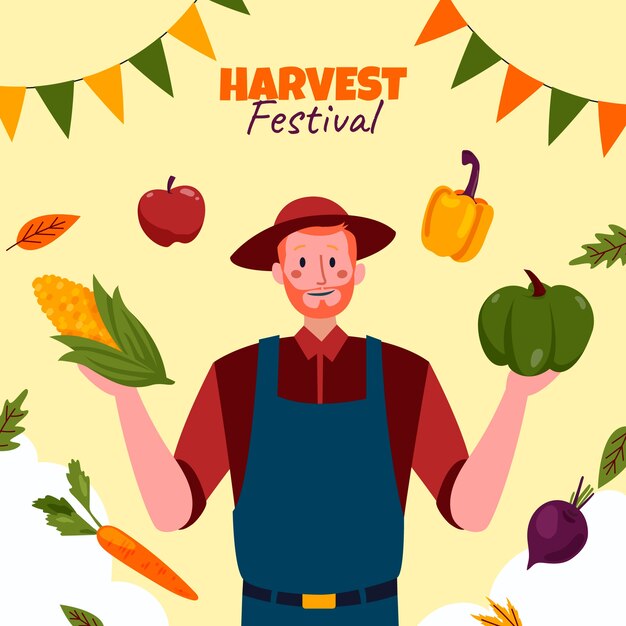 Free vector hand drawn harvest festival illustration