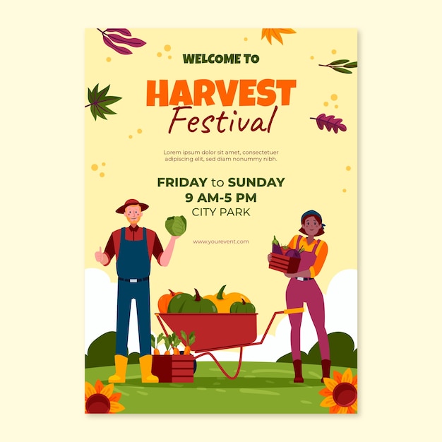 Free vector hand drawn harvest festival vertical poster template