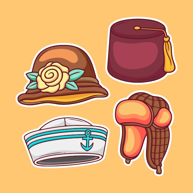 Free vector hand drawn hats set