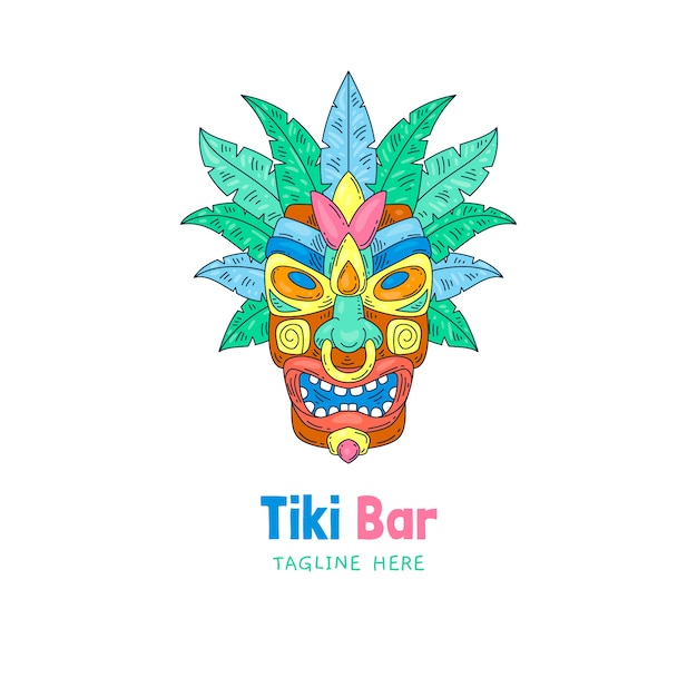 Vettore gratuito logo del bar hawaiano disegnato a mano