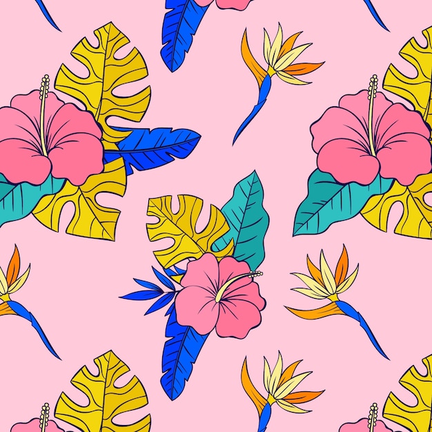 Hand drawn hawaiian shirt pattern illustration