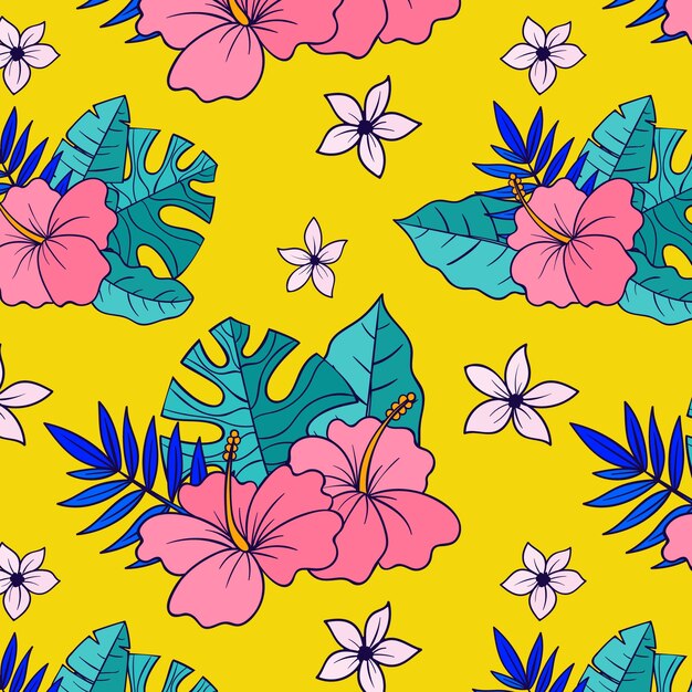 Hand drawn hawaiian shirt pattern illustration