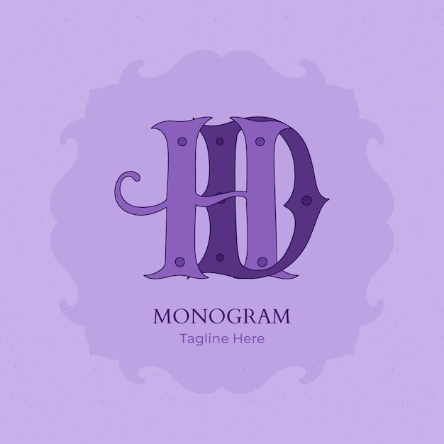 Бесплатное векторное изображение Нарисованный вручную логотип монограммы hd