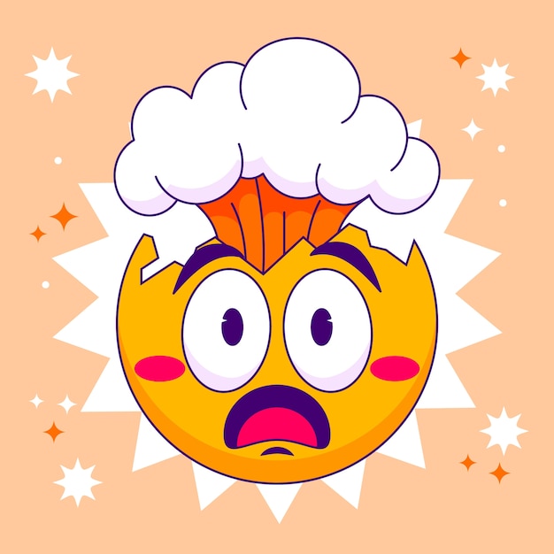 Hand drawn head exploding emoji illustration