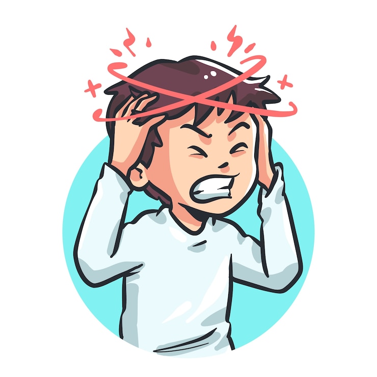 무료 Vector 손으로 그린 두통 만화 그림
