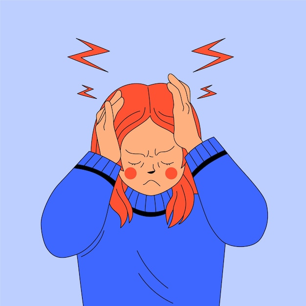 Free vector hand drawn headache cartoon illustration