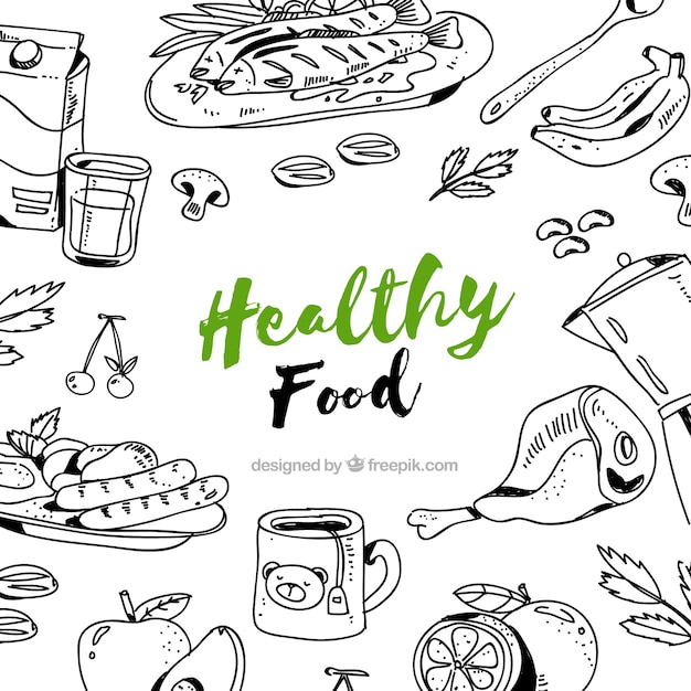 Free vector hand drawn healthy food background