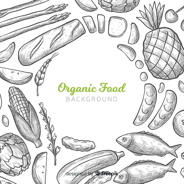 Hand drawn healthy food background