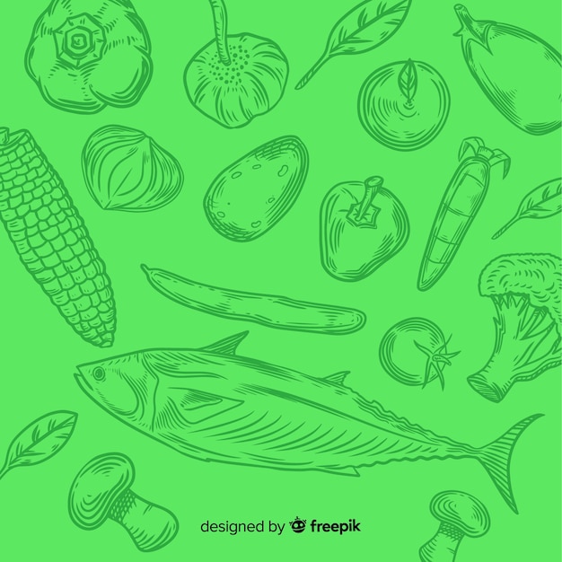 Free vector hand drawn healthy food background