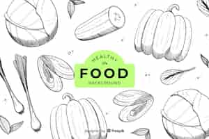 Бесплатное векторное изображение Рисованной здоровой пищи фон