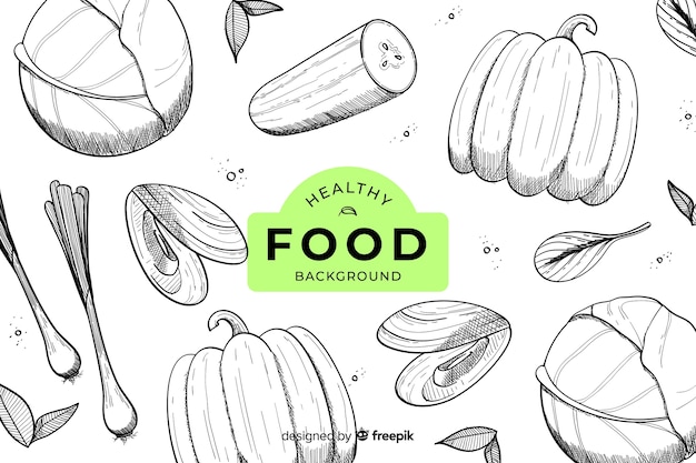 Hand drawn healthy food background