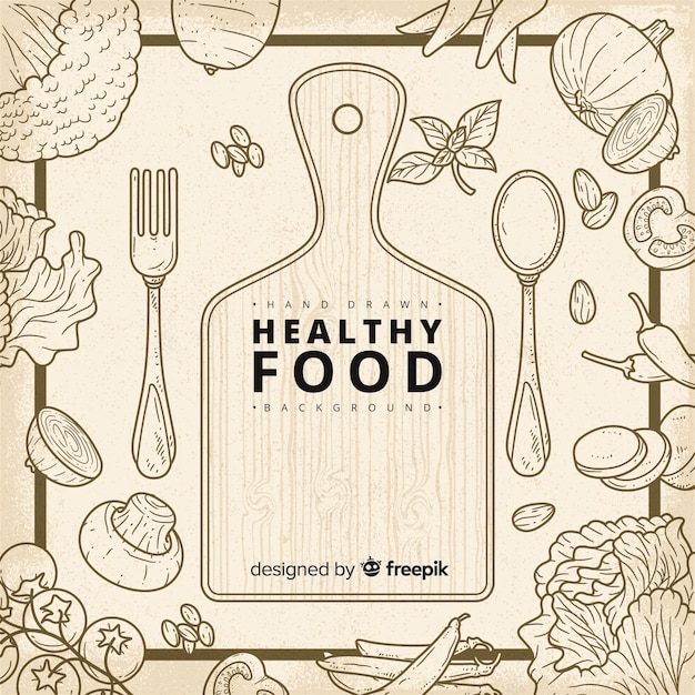 Free vector hand drawn healthy food background