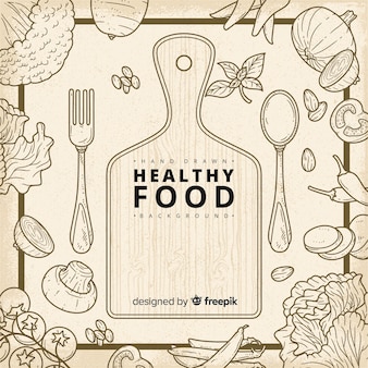 Hand drawn healthy food background