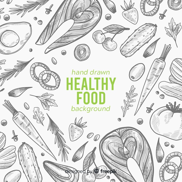 Free vector hand drawn healthy food background