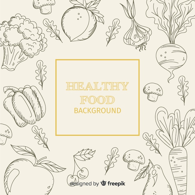 Hand drawn healthy food background