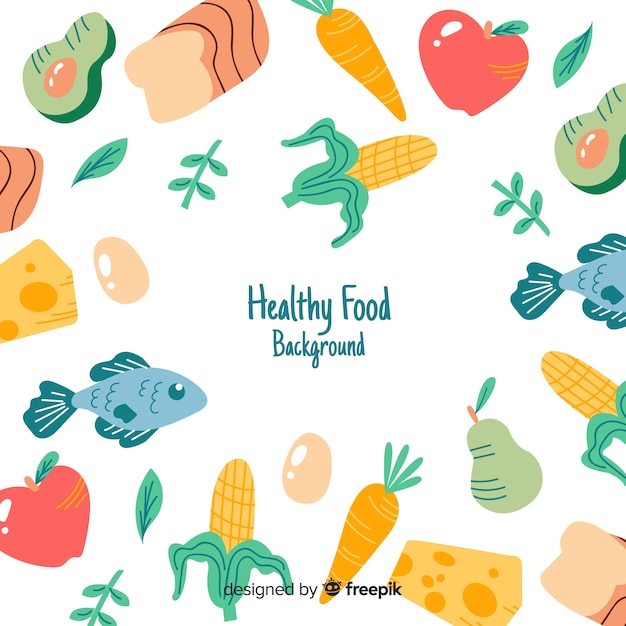 Hand drawn healthy food background