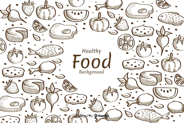 Free vector hand drawn healthy food background