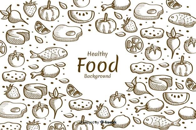 Hand drawn healthy food background