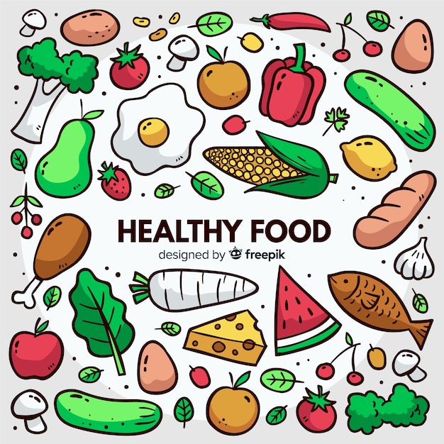 Hand drawn healthy food background