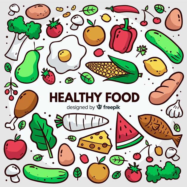 Hand drawn healthy food background