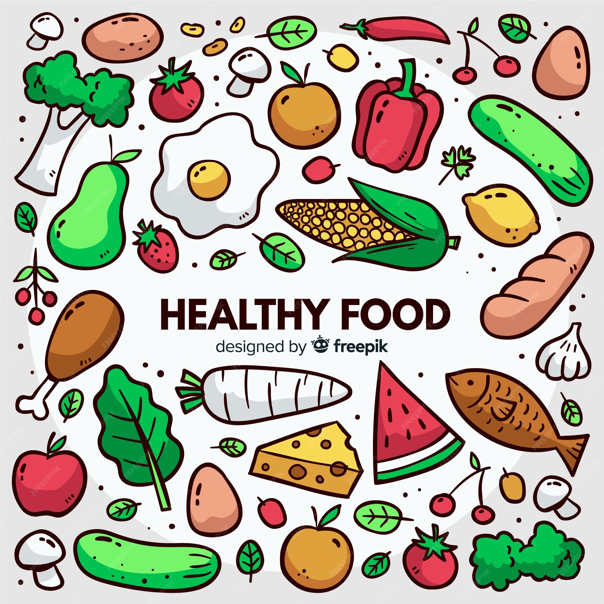 Healthy food doodle Vectors & Illustrations for Free Download | Freepik