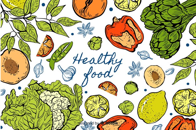 Hand drawn healthy food background