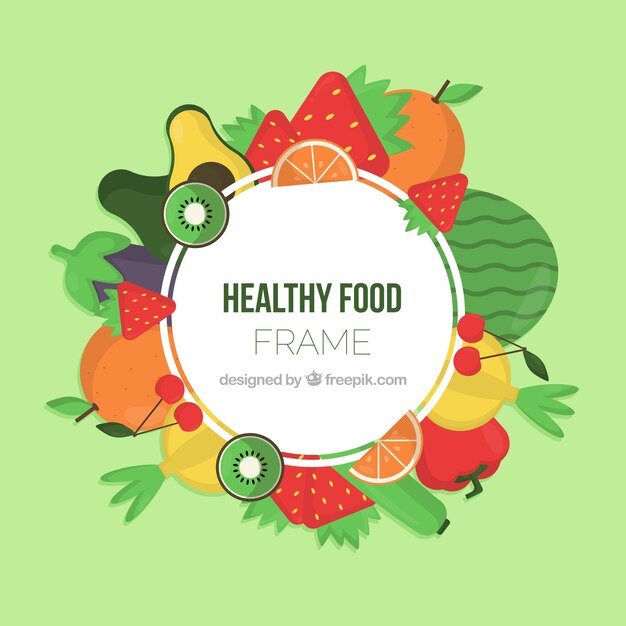 Hand drawn healthy food frame