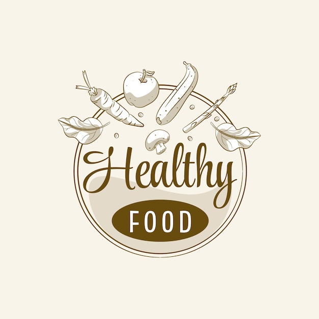 Free vector hand drawn healthy food logo design