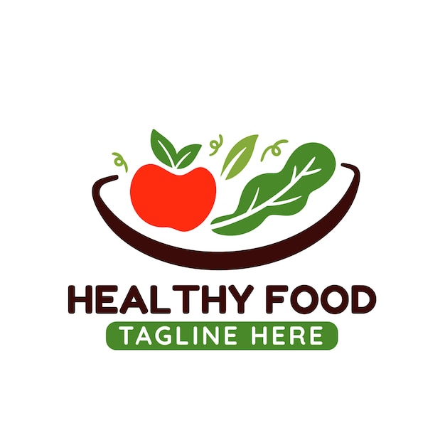 Hand drawn healthy food logo template