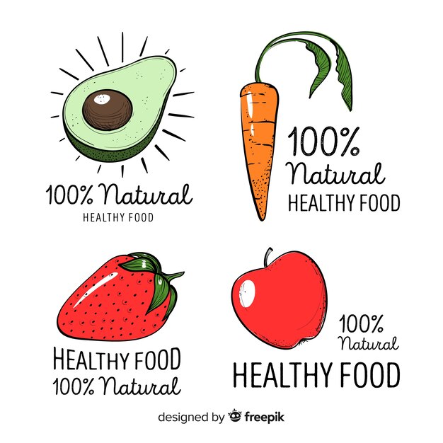 Hand drawn healthy food logos