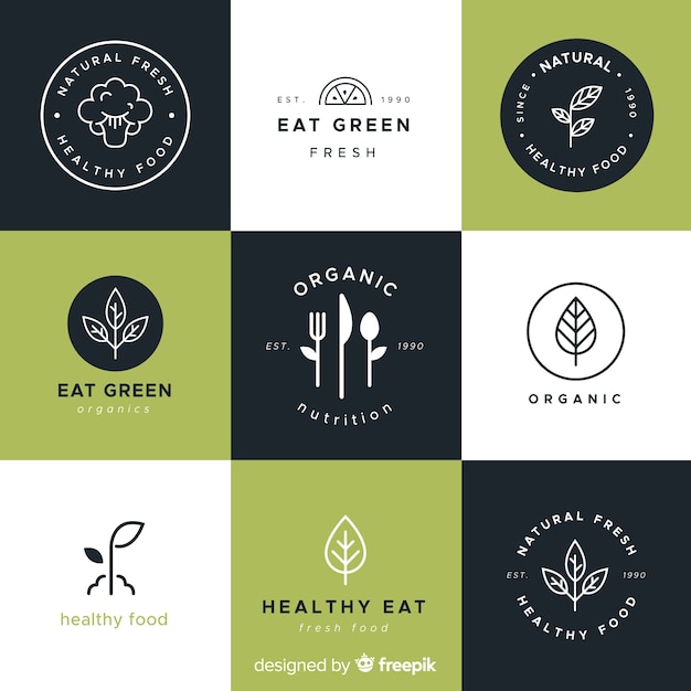 Free vector hand drawn healthy food logos