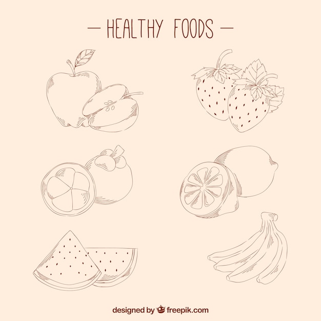 Free vector hand drawn healthy foods