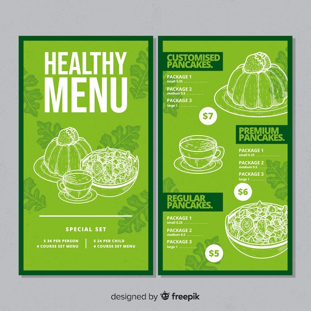 Free vector hand drawn healthy menu template