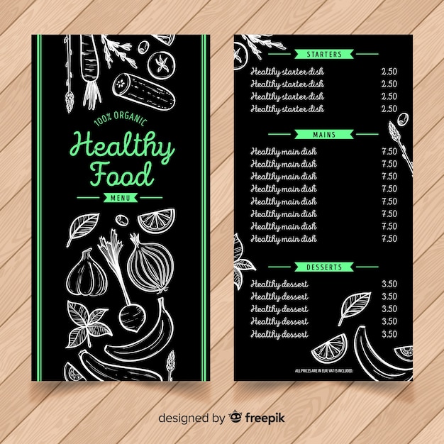 Free vector hand drawn healthy menu template