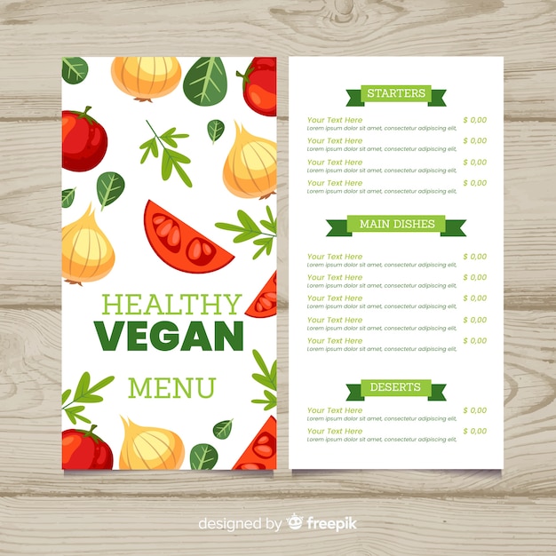 Hand drawn healthy menu template