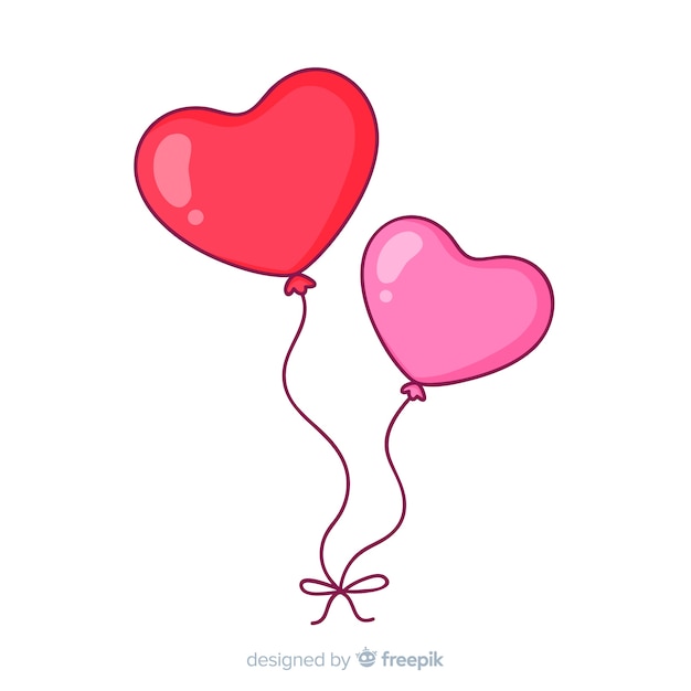 Hand drawn heart balloons background