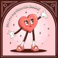 Free vector hand drawn heart cartoon character illustration