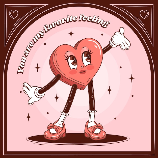 Hand drawn heart cartoon character illustration