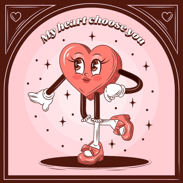 Free vector hand drawn heart cartoon character illustration