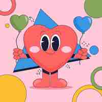 Free vector hand drawn heart cartoon character illustration