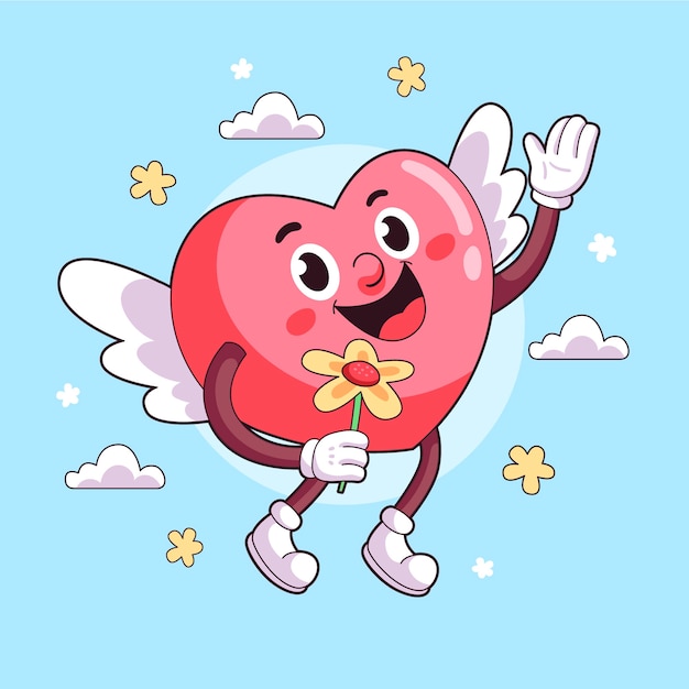 Free vector hand drawn heart cartoon character illustration