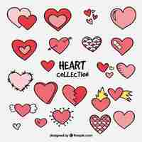 Free vector hand drawn heart collection