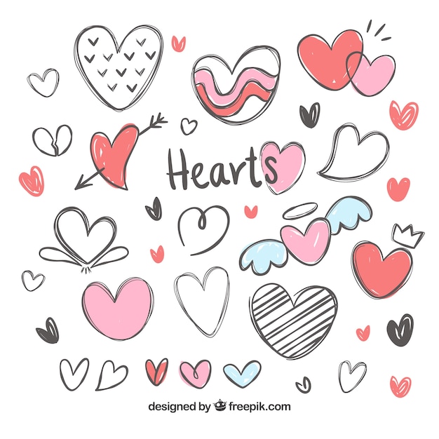 Hand drawn heart collection