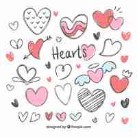 Free vector hand drawn heart collection